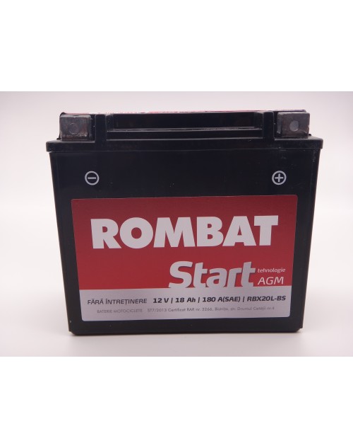Baterie moto, scuter, atv Rombat 12V 18Ah 250A, AGM RBX20L-BS